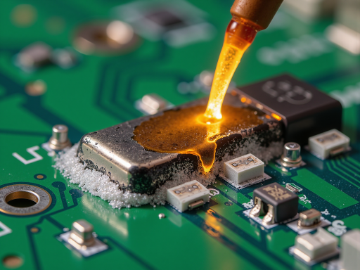 精密电子电路板焊接完成品，焊点饱满光滑，线路清晰可见，高质量焊接效果展示